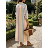 image:imageCHARTOU Women Contrast Striped Button Down Summer Casual Loose Long Shirt Dress with PocketsBlue