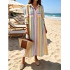 image:imageCHARTOU Women Contrast Striped Button Down Summer Casual Loose Long Shirt Dress with PocketsBlue