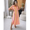image:imageCHARTOU Women Contrast Striped Button Down Summer Casual Loose Long Shirt Dress with PocketsRed