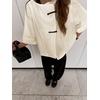 image:imageCHARTOU Women Frog Buttoned Blouse Poncho Stand Collar Half Sleeve Oversized Casual Loose Shirt TopBeige