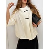 image:imageCHARTOU Women Frog Buttoned Blouse Poncho Stand Collar Half Sleeve Oversized Casual Loose Shirt TopBeige