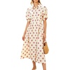 image:imageCHARTOU Women Polka Dot Cotton Shirt Dress Floral Button Down Pleated Waist Flowy Long Dress with Pockets XXLarge Pink