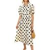 image:imageCHARTOU Women Polka Dot Cotton Shirt Dress Floral Button Down Pleated Waist Flowy Long Dress with PocketsBlack