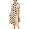 image:imageCHARTOU Women Polka Dot Cotton Shirt Dress Floral Button Down Pleated Waist Flowy Long Dress with PocketsBrown
