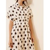 image:imageCHARTOU Women Polka Dot Cotton Shirt Dress Floral Button Down Pleated Waist Flowy Long Dress with PocketsBrown