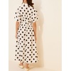 image:imageCHARTOU Women Polka Dot Cotton Shirt Dress Floral Button Down Pleated Waist Flowy Long Dress with PocketsBrown