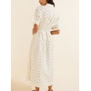 image:imageCHARTOU Women Polka Dot Cotton Shirt Dress Floral Button Down Pleated Waist Flowy Long Dress with PocketsFloral