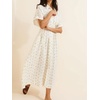 image:imageCHARTOU Women Polka Dot Cotton Shirt Dress Floral Button Down Pleated Waist Flowy Long Dress with PocketsFloral