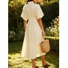 image:imageCHARTOU Women Polka Dot Cotton Shirt Dress Floral Button Down Pleated Waist Flowy Long Dress with PocketsFloral