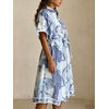 image:imageCHARTOU Women Summer Casual Cotton Linen Floral Print Button Down Long Shirt Dress with BeltBlue