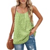 image:imageCHARTOU Womens Comfy Scoop Neck Swiss Dots Loose Fit Spaghetti Straps Cami Shirt Tank TopsGreen