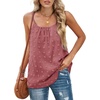 image:imageCHARTOU Womens Comfy Scoop Neck Swiss Dots Loose Fit Spaghetti Straps Cami Shirt Tank TopsPink