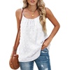 image:imageCHARTOU Womens Comfy Scoop Neck Swiss Dots Loose Fit Spaghetti Straps Cami Shirt Tank TopsWhite