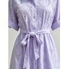 image:imageCHARTOU Womens Eyelet Button Down Shirt Dress Short Sleeve Collared Embroidered Midi Dress Summer Beach Sundress with BeltPurple