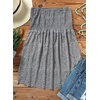 image:imageCHARTOU Womens Off Shoulder Summer Ruched Bandeau Lace Patchwork Tube TShirt TopsGrey