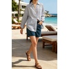image:imageCHARTOU Womens Oversized Striped Button Down Shirt Casual Long Sleeve Blouse Loose Fit VNeck Tunic Tops for Work BeachBlue