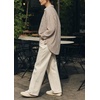 image:imageCHARTOU Womens Oversized Striped Button Down Shirt Casual Long Sleeve Blouse Loose Fit VNeck Tunic Tops for Work BeachBrown
