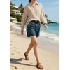 image:imageCHARTOU Womens Oversized Striped Button Down Shirt Casual Long Sleeve Blouse Loose Fit VNeck Tunic Tops for Work BeachBrown