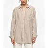 image:imageCHARTOU Womens Oversized Striped Button Down Shirt Casual Long Sleeve Blouse Loose Fit VNeck Tunic Tops for Work BeachBrown