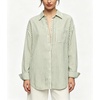 image:imageCHARTOU Womens Oversized Striped Button Down Shirt Casual Long Sleeve Blouse Loose Fit VNeck Tunic Tops for Work BeachGreen