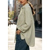 image:imageCHARTOU Womens Oversized Striped Button Down Shirt Casual Long Sleeve Blouse Loose Fit VNeck Tunic Tops for Work BeachGreen