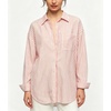 image:imageCHARTOU Womens Oversized Striped Button Down Shirt Casual Long Sleeve Blouse Loose Fit VNeck Tunic Tops for Work BeachPink