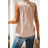 image:imageCHARTOU Womens Summer Ruched Smocked Sleeveless Front Button Loose Fit Shirt Tank TopApricot