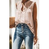 image:imageCHARTOU Womens Summer Ruched Smocked Sleeveless Front Button Loose Fit Shirt Tank TopApricot