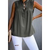 image:imageCHARTOU Womens Summer Ruched Smocked Sleeveless Front Button Loose Fit Shirt Tank TopDark Green
