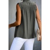 image:imageCHARTOU Womens Summer Ruched Smocked Sleeveless Front Button Loose Fit Shirt Tank TopDark Green