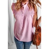 image:imageCHARTOU Womens Summer Ruched Smocked Sleeveless Front Button Loose Fit Shirt Tank TopPink