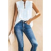 image:imageCHARTOU Womens Summer Ruched Smocked Sleeveless Front Button Loose Fit Shirt Tank TopWhite