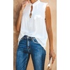 image:imageCHARTOU Womens Summer Ruched Smocked Sleeveless Front Button Loose Fit Shirt Tank TopWhite