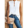 image:imageCHARTOU Womens Summer Ruched Smocked Sleeveless Front Button Loose Fit Shirt Tank TopWhite