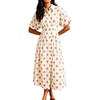 image:imageCHARTOU Women Polka Dot Cotton Shirt Dress Floral Button Down Pleated Waist Flowy Long Dress with PocketsPink