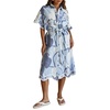 image:imageCHARTOU Women Summer Casual Cotton Linen Floral Print Button Down Long Shirt Dress with BeltBlue