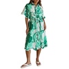 image:imageCHARTOU Women Summer Casual Cotton Linen Floral Print Button Down Long Shirt Dress with BeltGreen