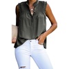 image:imageCHARTOU Womens Summer Ruched Smocked Sleeveless Front Button Loose Fit Shirt Tank TopDark Green