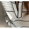 image:imageCHARTOU Sweater Skirt Sets for Women Contrast Trim Two Pieces Sweater Fall Outfits Lantern Sleeve Pullover and Mini SkirtWhite