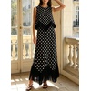 image:imageCHARTOU Women Polka Dot Two Pieces Sets Sleeveless Tank Top Tassel Long Skirt Matching Vacation SetsBlack