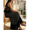 image:imageCHARTOU Women Polka Dot Two Pieces Sets Sleeveless Tank Top Tassel Long Skirt Matching Vacation SetsBlack