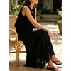 image:imageCHARTOU Women Polka Dot Two Pieces Sets Sleeveless Tank Top Tassel Long Skirt Matching Vacation SetsSolid Black