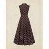 image:imageCHARTOU Women Retro Polka Dot Long Dress Sleeveless Collared Button Down Shirt Dress with BeltBrown