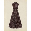 image:imageCHARTOU Women Retro Polka Dot Long Dress Sleeveless Collared Button Down Shirt Dress with BeltBrown