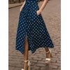 image:imageCHARTOU Women Retro Polka Dot Long Dress Sleeveless Collared Button Down Shirt Dress with BeltNavy
