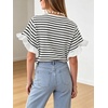 image:imageCHARTOU Women Summer Striped Tops Cute Ruffle Hem Short Sleeve Oversized T Shirt Casual Loose TeesBlack