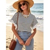 image:imageCHARTOU Women Summer Striped Tops Cute Ruffle Hem Short Sleeve Oversized T Shirt Casual Loose TeesBlack