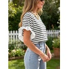 image:imageCHARTOU Women Summer Striped Tops Cute Ruffle Hem Short Sleeve Oversized T Shirt Casual Loose TeesBlack