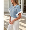 image:imageCHARTOU Women Summer Striped Tops Cute Ruffle Hem Short Sleeve Oversized T Shirt Casual Loose TeesBlue