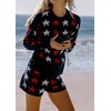 image:imageCHARTOU Womens 2 Piece Cute Star Knit Pullover Sweater and Short Sets Sexy Slim Fit Beach Vacation OutfitsNavy